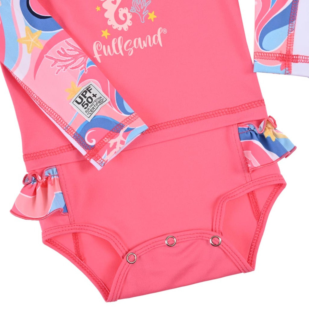 body para natacion bebe niña manga larga con filtro solar tecnologia UPF50+ trajes de baño bebe niñas completos con protección solar para actividedes acuaticas fullsand